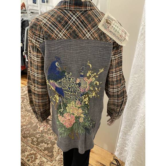 NEW ARATTA button up blouse in brown, orange, blue, white - Picture 2 of 2